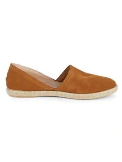 Saks Fifth Avenue Suede Espadrille Flats In Cognac