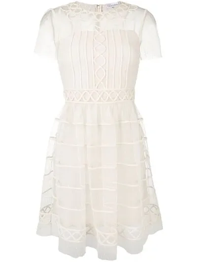 Red Valentino Tiered Point D'esprit Dress In Neutrals