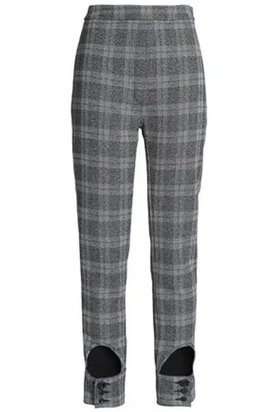 Ellery Cutout Checked Jacquard Slim-leg Pants In Black