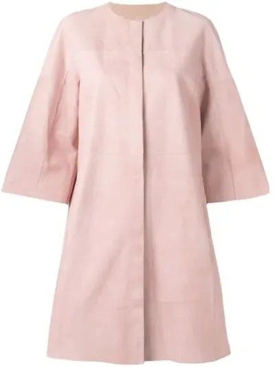 Drome Suede Panel Coat In Pink