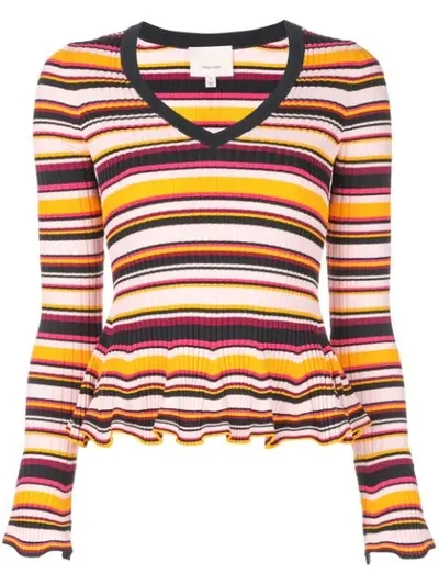 Cinq À Sept Striped Zana Ribbed Jumper In Orange