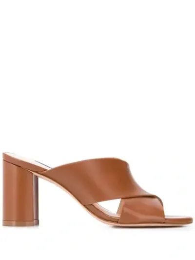 Stuart Weitzman Block Heel Sandals In Brown