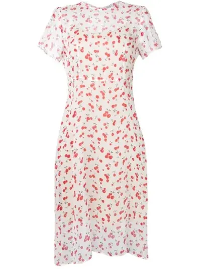 Hvn Lindy Printed Crinkled Silk-chiffon Dress In Red