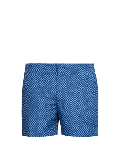 Frescobol Carioca Angra Geometric-print Swim Shorts In Blue