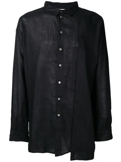 Isabel Benenato Relaxed Linen Shirt In Black