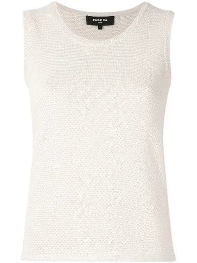 Paule Ka Sleeveless Fitted Sweater In White