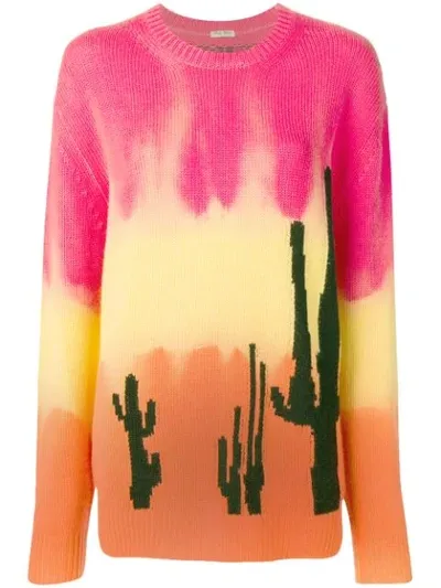 Miu Miu Intarsia Tie-dyed Cashmere Sweater In F0011  Rosso