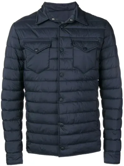 Herno Quilted Shirt Jacket In Blue