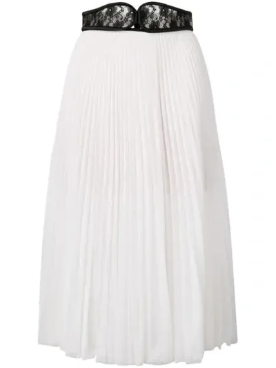 Christopher Kane Lace Crotch Pleated Skirt In White