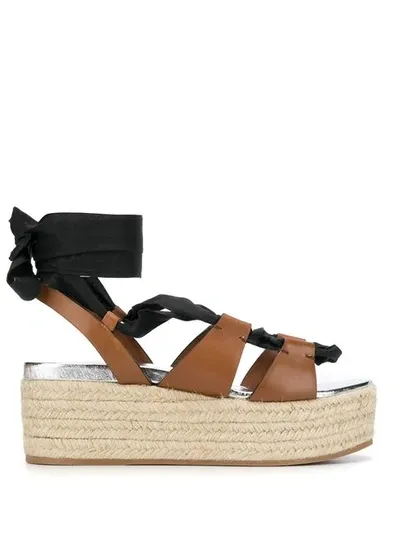 Miu Miu Flatform Sandals In F0134 Brandy