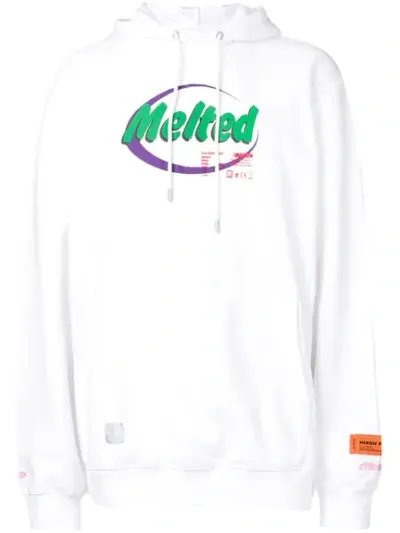 Heron Preston 'melted' Printed Hoodie In White