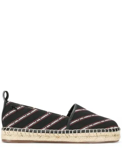 Karl Lagerfeld All Over Logo Espadrilles In Black