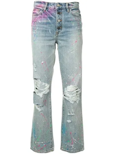 Amiri Graffiti Boyfriend Jeans In Blue