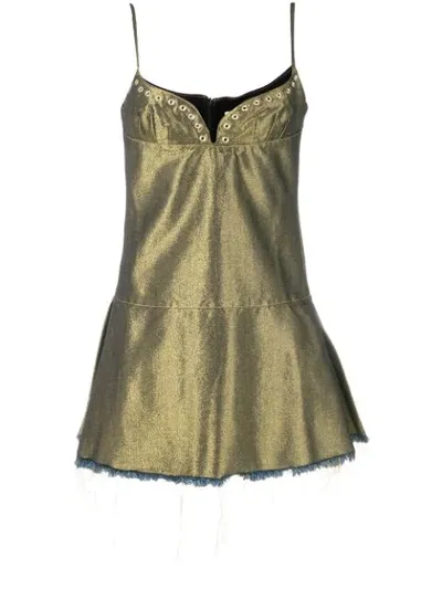 Marques' Almeida Eyelet Detail Mini Dress In Gold