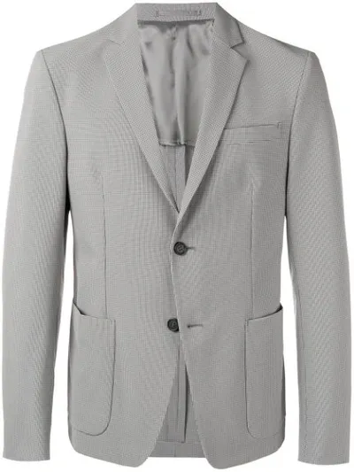 Prada Micro-check Technical Blazer In F0276 Acciaio