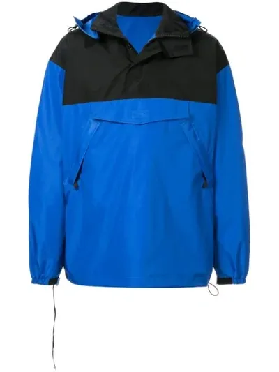 Ben Taverniti Unravel Project Contrast Panel Hooded Windbreaker In Blue