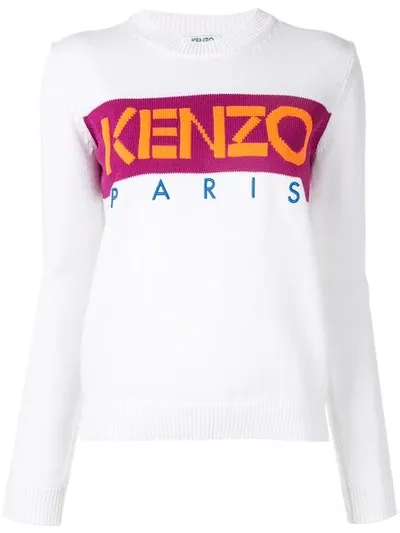 Kenzo Logo Patch Jumper In White