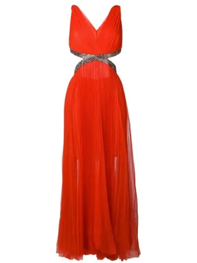 Maria Lucia Hohan Juliet Pleated Maxi Dress In Red