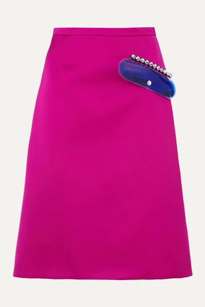 Christopher Kane Gel Patch Embellished Midi Skirt In Pink