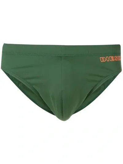 Diesel Logo Swimming Briefs In Green