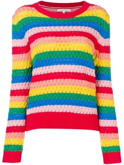 Chinti & Parker Mirage Striped Cotton Sweater In Pink