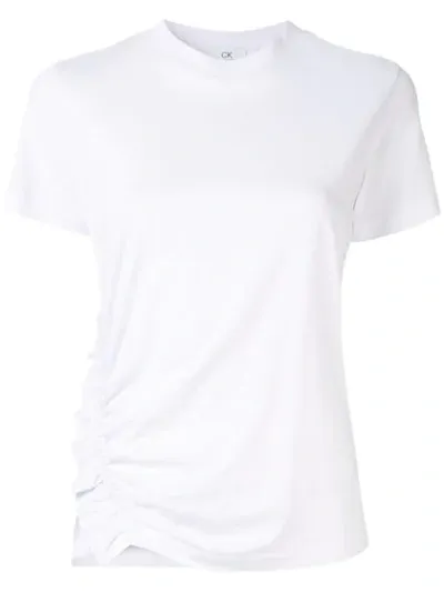 Ck Calvin Klein Asymmetrical Rouche T-shirt In White