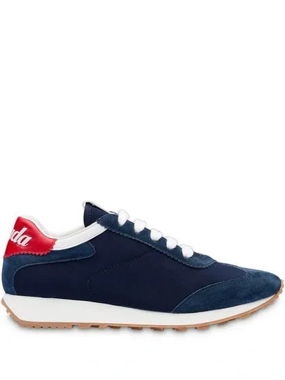 Prada Logo Patch Sneakers In Blue