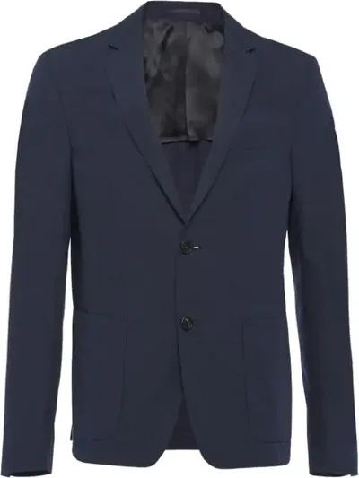 Prada Single-breasted Blazer Jacket In Blau