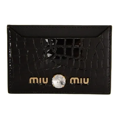 Miu Miu Black Matelassé Leather Card Holder In F0002 Black