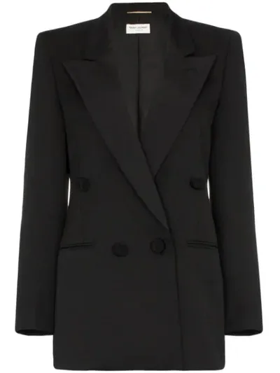 Saint Laurent Double-breasted Tuxedo Blazer In Black