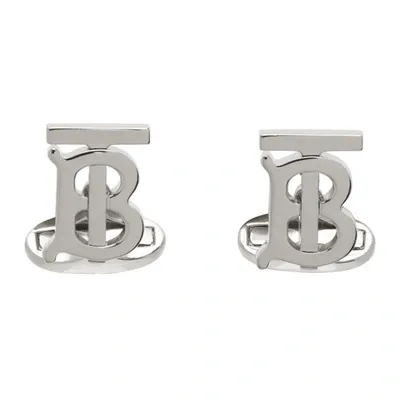 Burberry Monogram Motif Palladium-plated Cufflinks In Silver