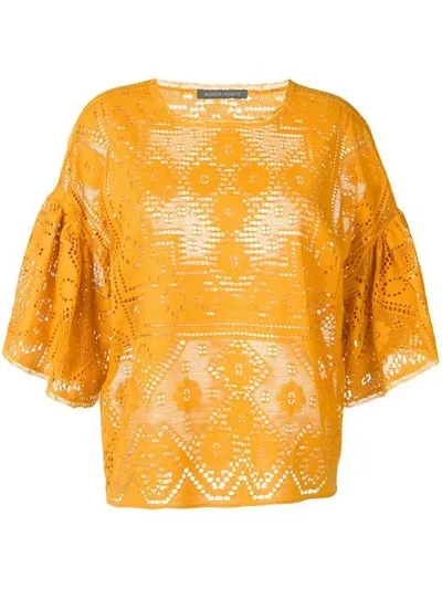 Alberta Ferretti Lace Panelled Blouse In Yellow