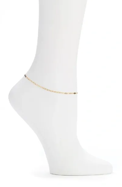 Argento Vivo Flat Anchor Chain Anklet In Gold