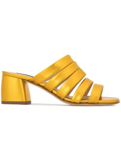 Fabio Rusconi Open Toe Mules In Gold