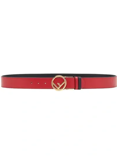 Fendi Vitello Liberto Bicolor Reversible Leather Belt In Strawberry