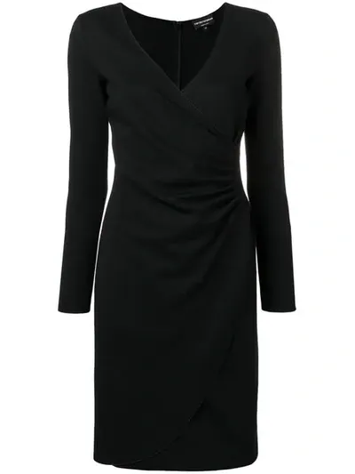 Emporio Armani Wrap Front Dress In Black