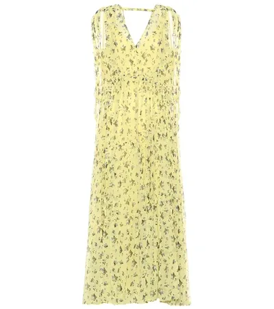 Lee Mathews Clementine Floral Silk Dress In Light Yellow