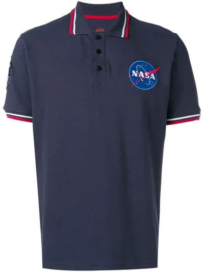 Alpha Industries Poloshirt Mit "nasa"-schriftzug In Dark Blue