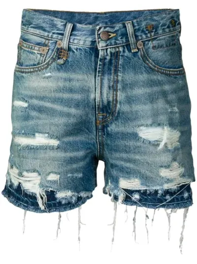 R13 Double Hem Denim Shorts In Blue