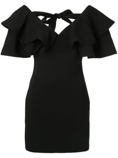 Cinq À Sept Ambrose Ruffled Shoulder Sheath Dress In Black