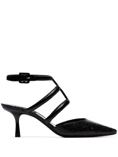 Fabrizio Viti Black Brooklyn 65 Cage Detail Leather Pumps