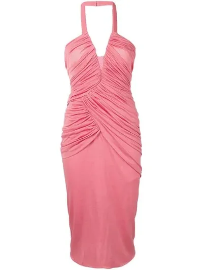 Tom Ford Gathered Front Halterneck Dress In Pink