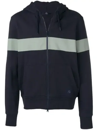 Fay Stripe Band Hoodie In Blue