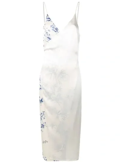 Ssheena Floral Print Wrap Slip Dress In White