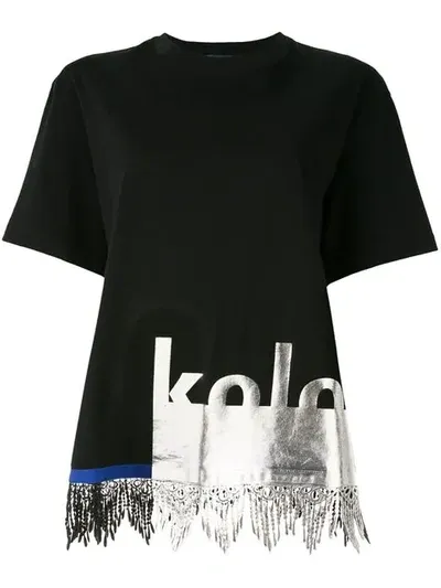 Kolor Fringe-trim T-shirt In Blue