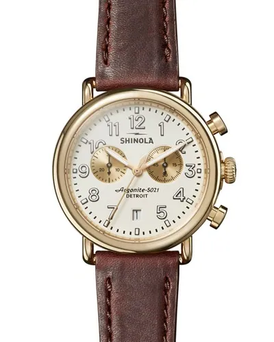 Shinola The Runwell Brown Leather Strap Chronograph, 41mm