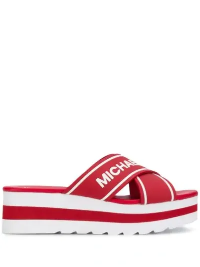 Michael Michael Kors Cross Strap Sandals In Red