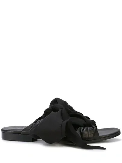 Yohji Yamamoto Bias Ribbon Sandals In Black