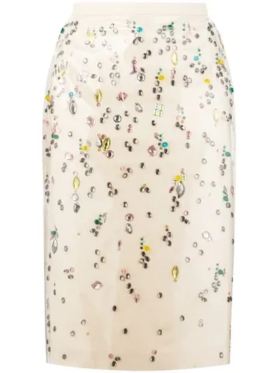 N°21 Embellished Pencil Skirt In Neutrals