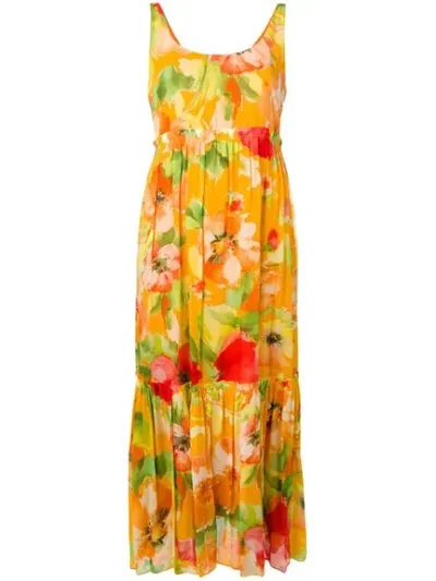 Twinset Floral Print Dress In Yellow